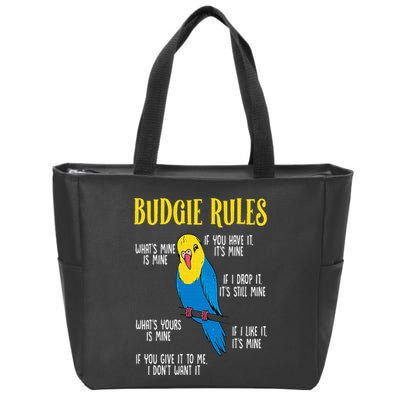 Parakeet Budgie Rules Bird Budgerigar Zip Tote Bag