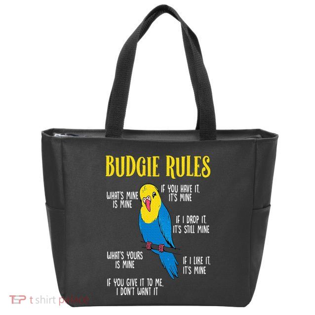 Parakeet Budgie Rules Bird Budgerigar Zip Tote Bag