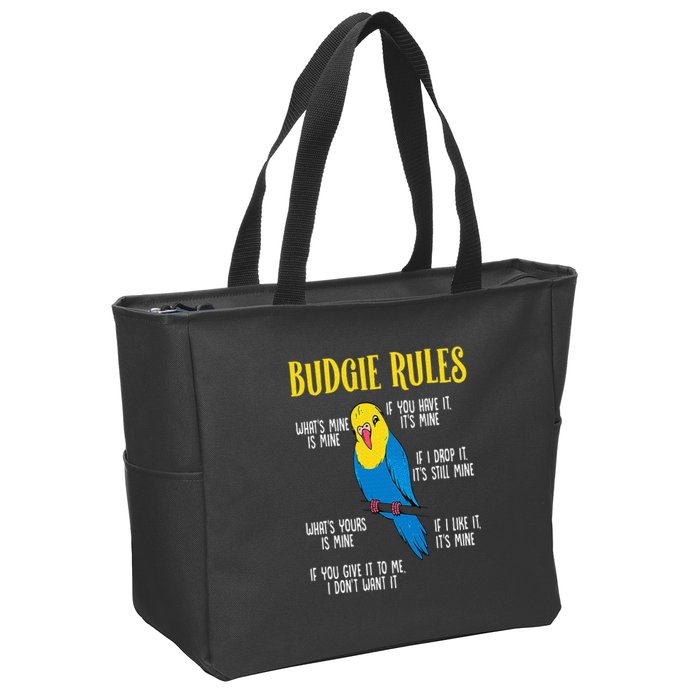 Parakeet Budgie Rules Bird Budgerigar Zip Tote Bag