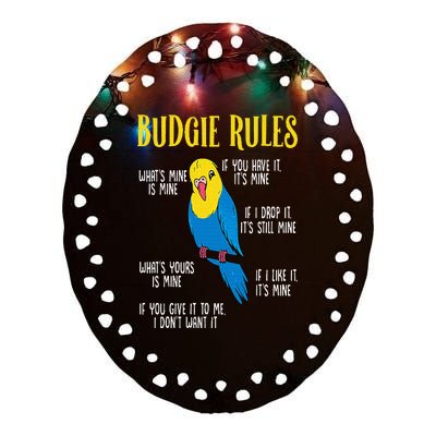 Parakeet Budgie Rules Bird Budgerigar Ceramic Oval Ornament