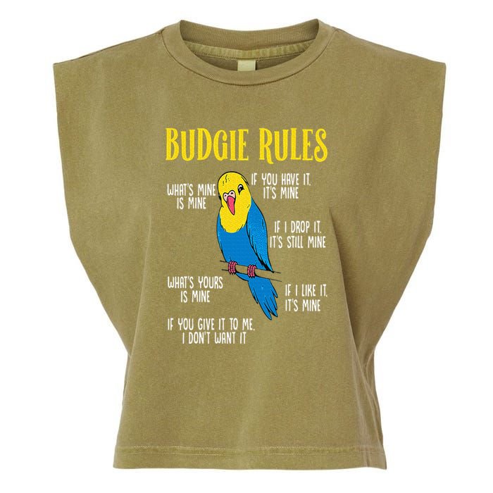 Parakeet Budgie Rules Bird Budgerigar Garment-Dyed Women's Muscle Tee