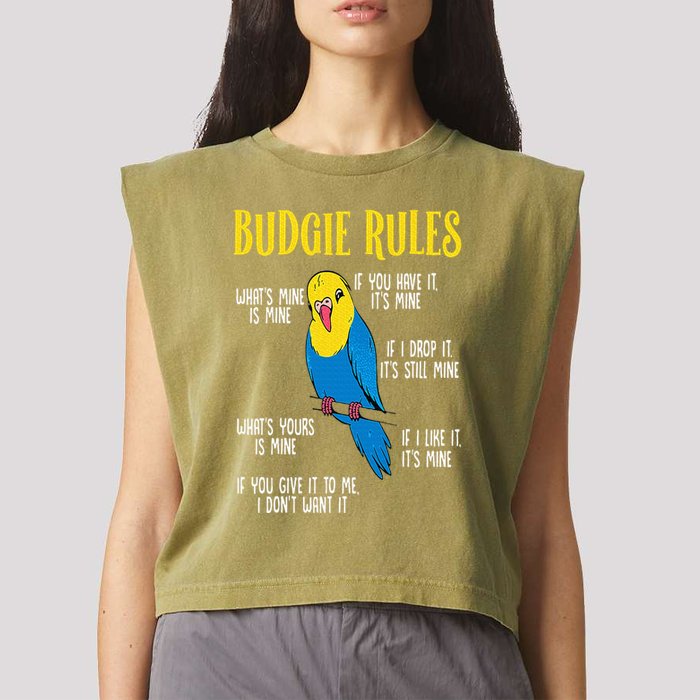 Parakeet Budgie Rules Bird Budgerigar Garment-Dyed Women's Muscle Tee