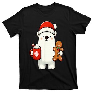 Polar Bear Santa Hat Christmas Holiday Xmas Coffee Cookies T-Shirt