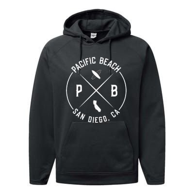 Pacific Beach San Diego California Pb San Diego Performance Fleece Hoodie