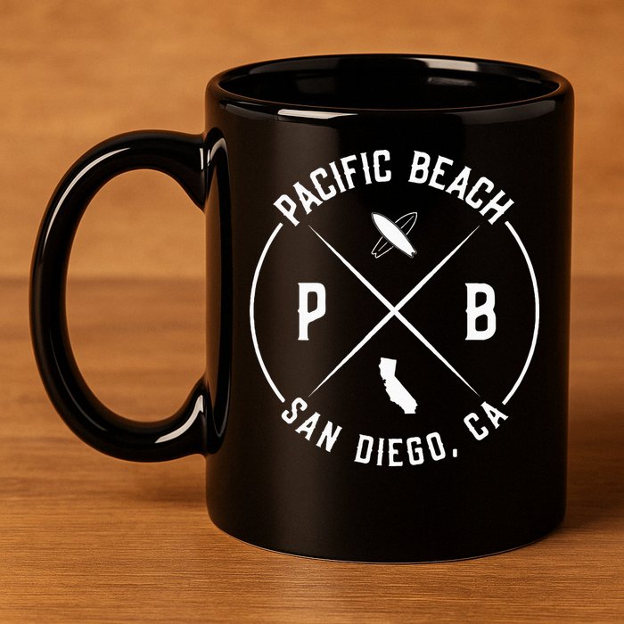 Pacific Beach San Diego California Pb San Diego 11oz C Handle Ceramic Mug