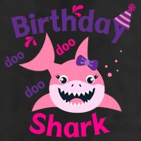 Pink Birthday Shark Doo Doo Doo 7 Panel Mesh Trucker Snapback Hat