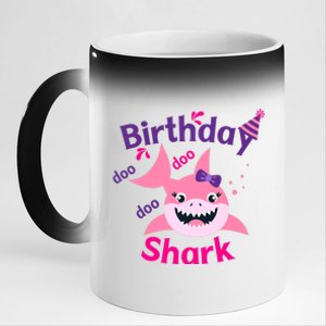 Pink Birthday Shark Doo Doo Doo 11oz Black Color Changing Mug