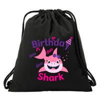 Pink Birthday Shark Doo Doo Doo Drawstring Bag