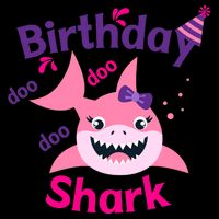 Pink Birthday Shark Doo Doo Doo Drawstring Bag