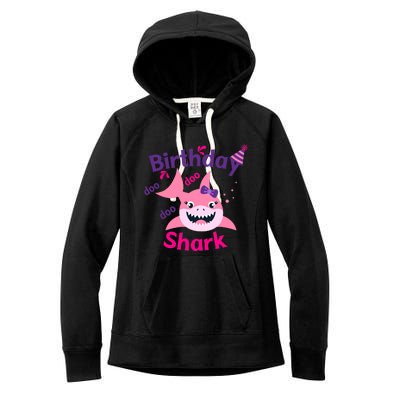 Pink Birthday Shark Doo Doo Doo Women's Fleece Hoodie