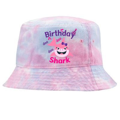 Pink Birthday Shark Doo Doo Doo Tie-Dyed Bucket Hat