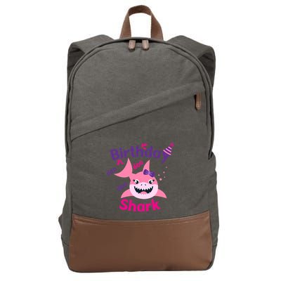 Pink Birthday Shark Doo Doo Doo Cotton Canvas Backpack