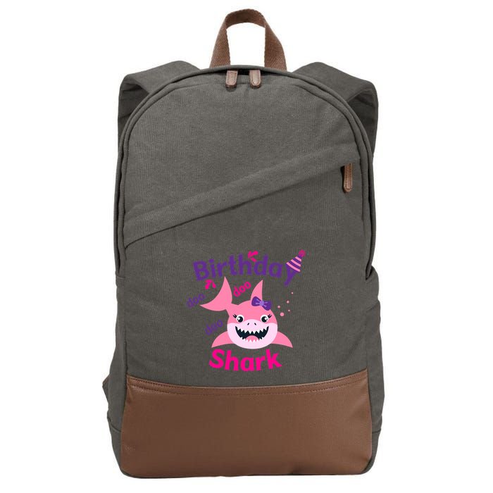 Pink Birthday Shark Doo Doo Doo Cotton Canvas Backpack