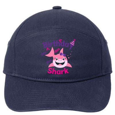 Pink Birthday Shark Doo Doo Doo 7-Panel Snapback Hat