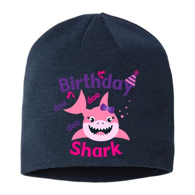 Pink Birthday Shark Doo Doo Doo Sustainable Beanie