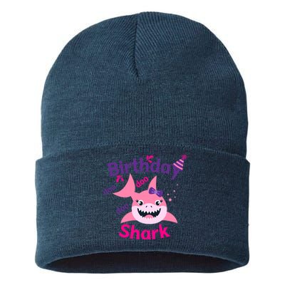 Pink Birthday Shark Doo Doo Doo Sustainable Knit Beanie