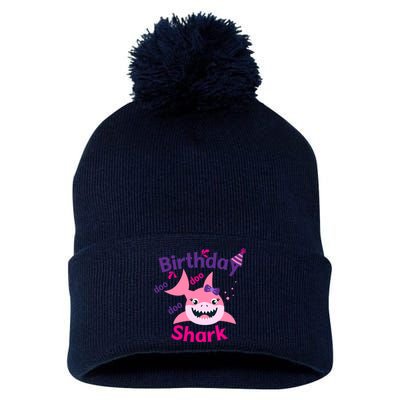 Pink Birthday Shark Doo Doo Doo Pom Pom 12in Knit Beanie