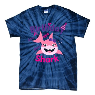 Pink Birthday Shark Doo Doo Doo Tie-Dye T-Shirt