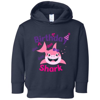 Pink Birthday Shark Doo Doo Doo Toddler Hoodie