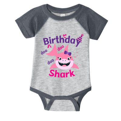 Pink Birthday Shark Doo Doo Doo Infant Baby Jersey Bodysuit