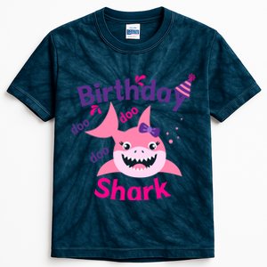 Pink Birthday Shark Doo Doo Doo Kids Tie-Dye T-Shirt