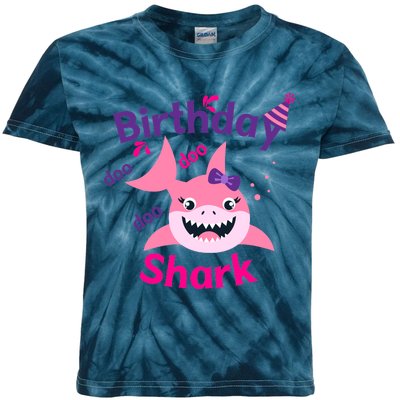 Pink Birthday Shark Doo Doo Doo Kids Tie-Dye T-Shirt