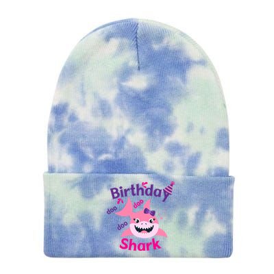 Pink Birthday Shark Doo Doo Doo Tie Dye 12in Knit Beanie