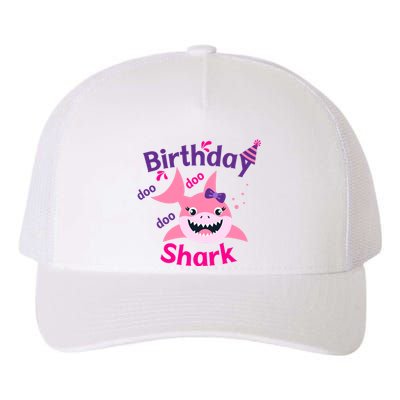 Pink Birthday Shark Doo Doo Doo Yupoong Adult 5-Panel Trucker Hat