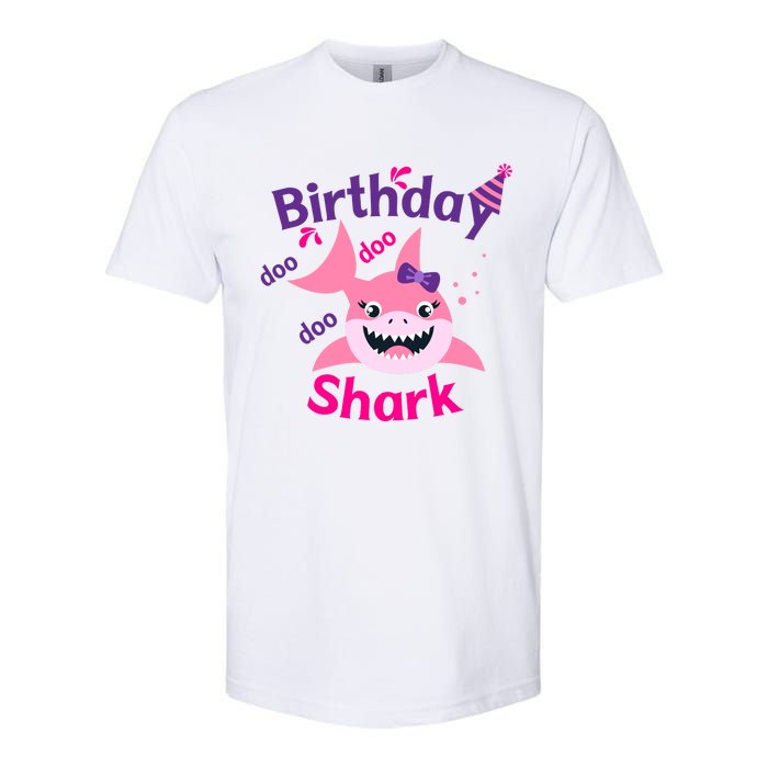 Pink Birthday Shark Doo Doo Doo Softstyle CVC T-Shirt