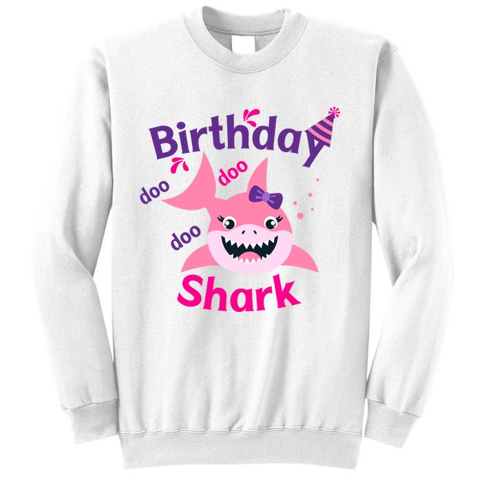 Pink Birthday Shark Doo Doo Doo Sweatshirt