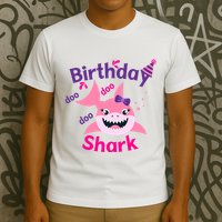 Pink Birthday Shark Doo Doo Doo T-Shirt