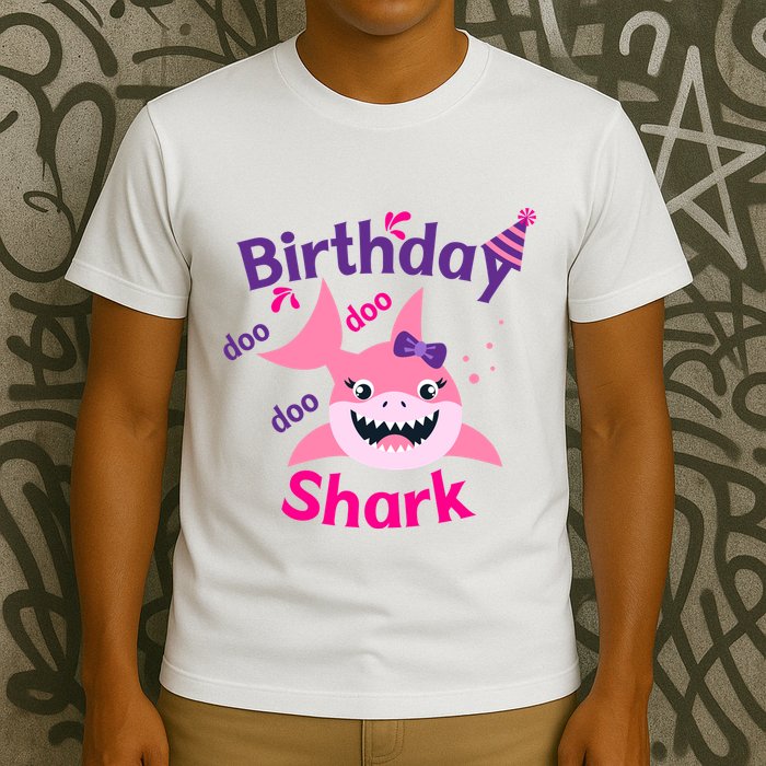 Pink Birthday Shark Doo Doo Doo T-Shirt