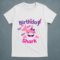 Pink Birthday Shark Doo Doo Doo T-Shirt