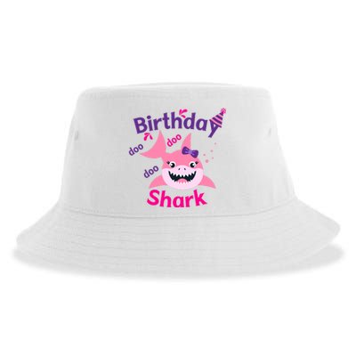 Pink Birthday Shark Doo Doo Doo Sustainable Bucket Hat