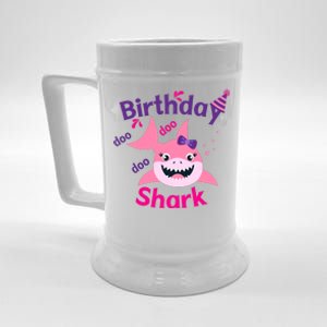 Pink Birthday Shark Doo Doo Doo Beer Stein