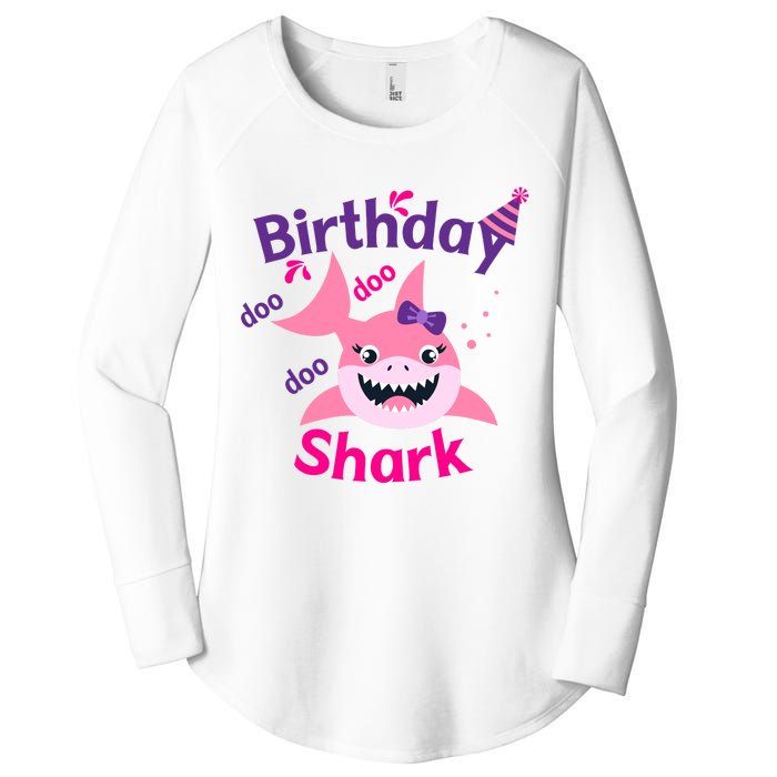 Pink Birthday Shark Doo Doo Doo Women's Perfect Tri Tunic Long Sleeve Shirt