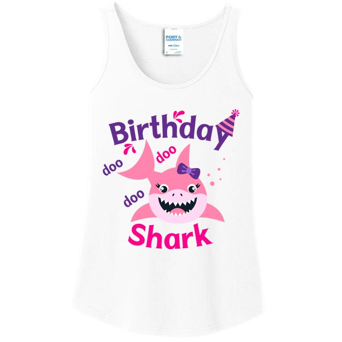 Pink Birthday Shark Doo Doo Doo Ladies Essential Tank