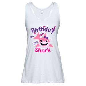 Pink Birthday Shark Doo Doo Doo Ladies Essential Flowy Tank