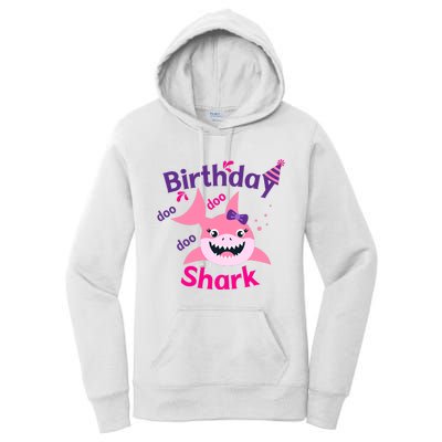 Pink Birthday Shark Doo Doo Doo Women's Pullover Hoodie