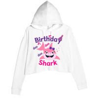 Pink Birthday Shark Doo Doo Doo Crop Fleece Hoodie