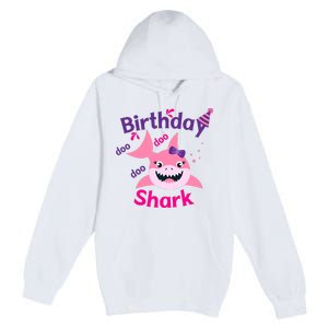 Pink Birthday Shark Doo Doo Doo Premium Pullover Hoodie