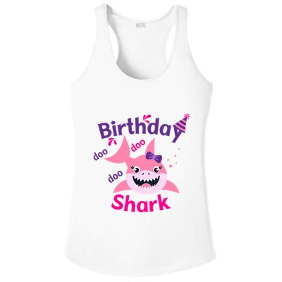 Pink Birthday Shark Doo Doo Doo Ladies PosiCharge Competitor Racerback Tank