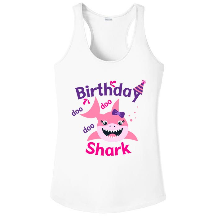 Pink Birthday Shark Doo Doo Doo Ladies PosiCharge Competitor Racerback Tank