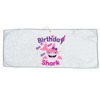 Pink Birthday Shark Doo Doo Doo Large Microfiber Waffle Golf Towel