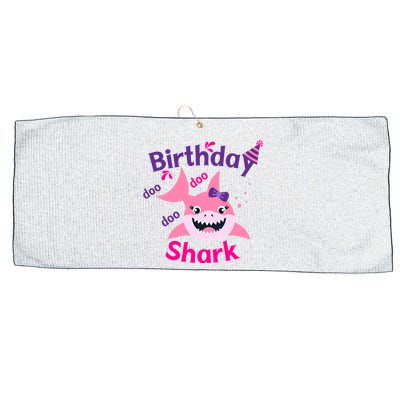 Pink Birthday Shark Doo Doo Doo Large Microfiber Waffle Golf Towel