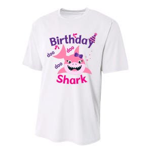 Pink Birthday Shark Doo Doo Doo Performance Sprint T-Shirt