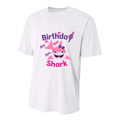 Pink Birthday Shark Doo Doo Doo Youth Performance Sprint T-Shirt