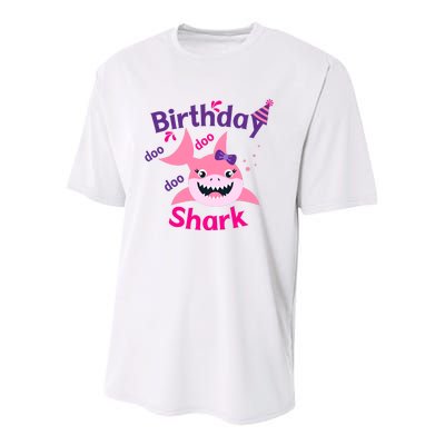 Pink Birthday Shark Doo Doo Doo Youth Performance Sprint T-Shirt