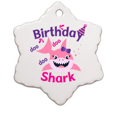 Pink Birthday Shark Doo Doo Doo Ceramic Star Ornament