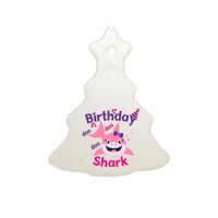 Pink Birthday Shark Doo Doo Doo Ceramic Tree Ornament